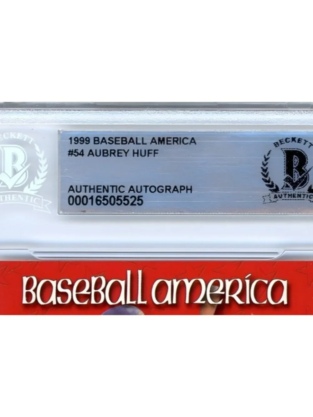 Aubrey Huff Signed 1999 Baseball America Team Best #54 Card Beckett BAS Slabbed